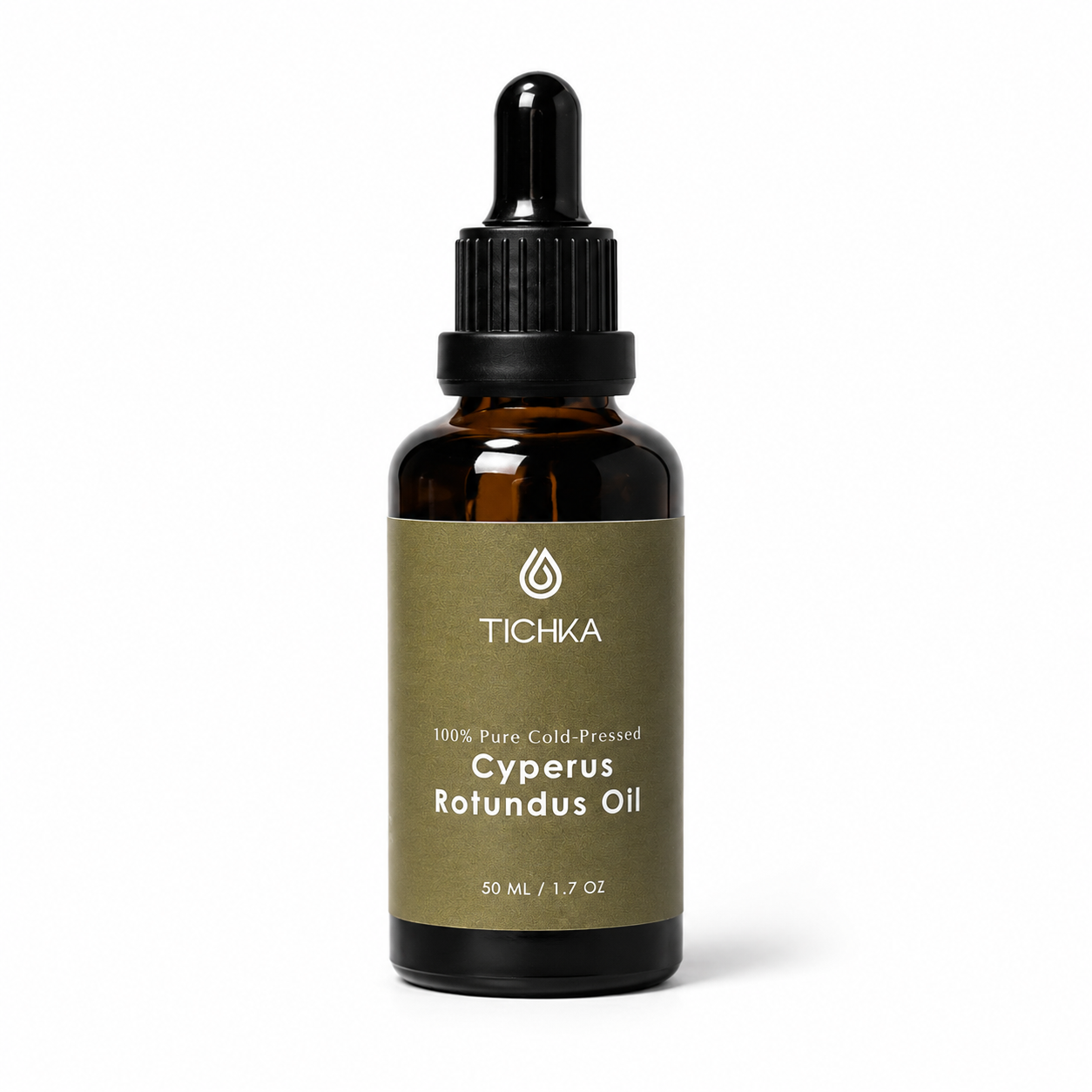 Bottle of Cyperus Rocuntus Oil with green label