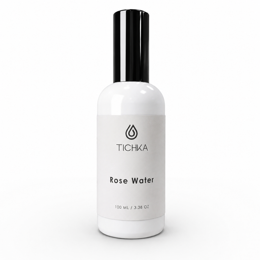 Tichka Moroccan Rose Water bottle on a plain white background