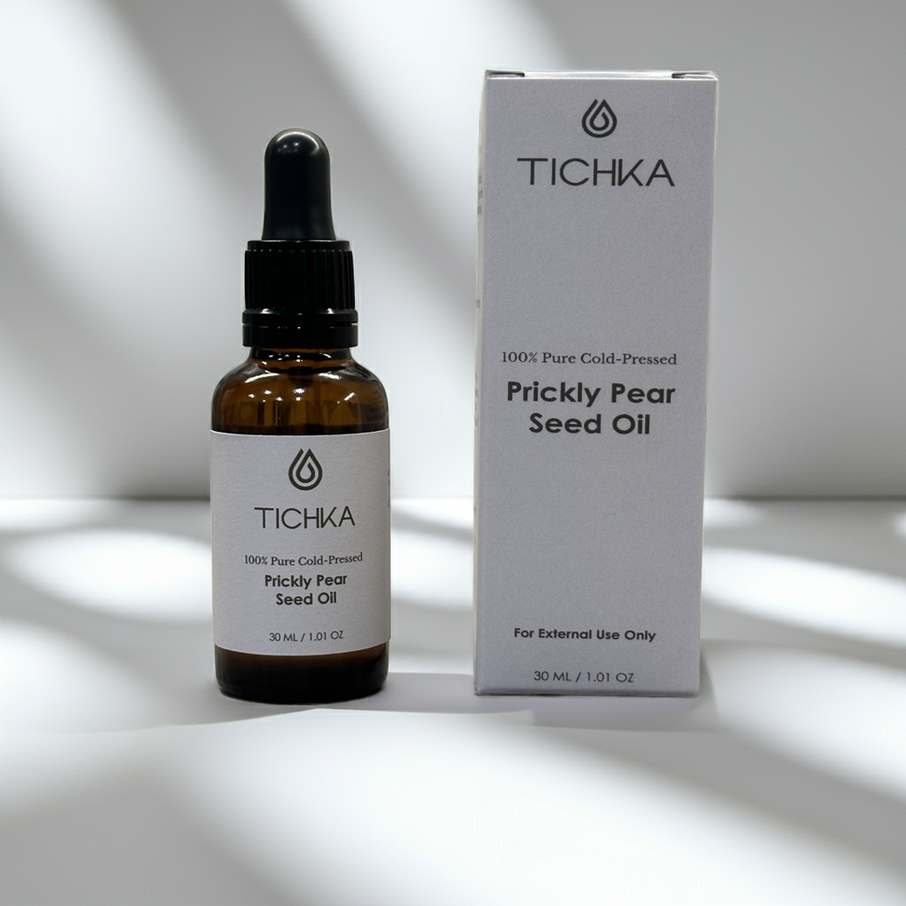 TICHKA Prickly Pear Seed Oil bottle and packaging on a white background