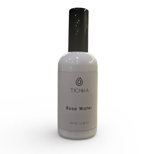 Bottle of TICHKA Rose Water on a white background